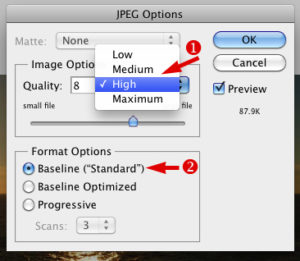 jpeg compression settings